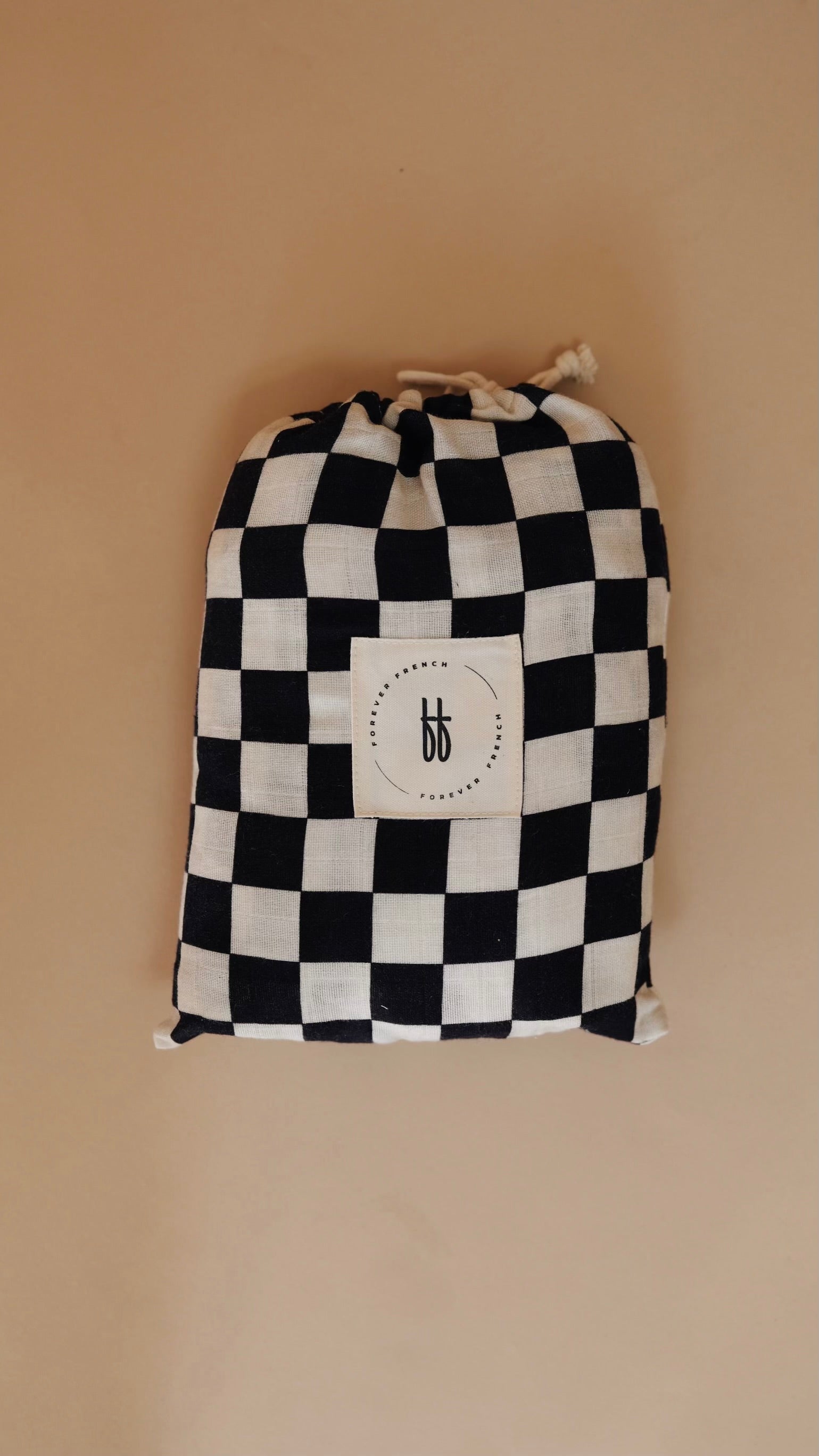 Muslin Crib Sheet | Black Checkered