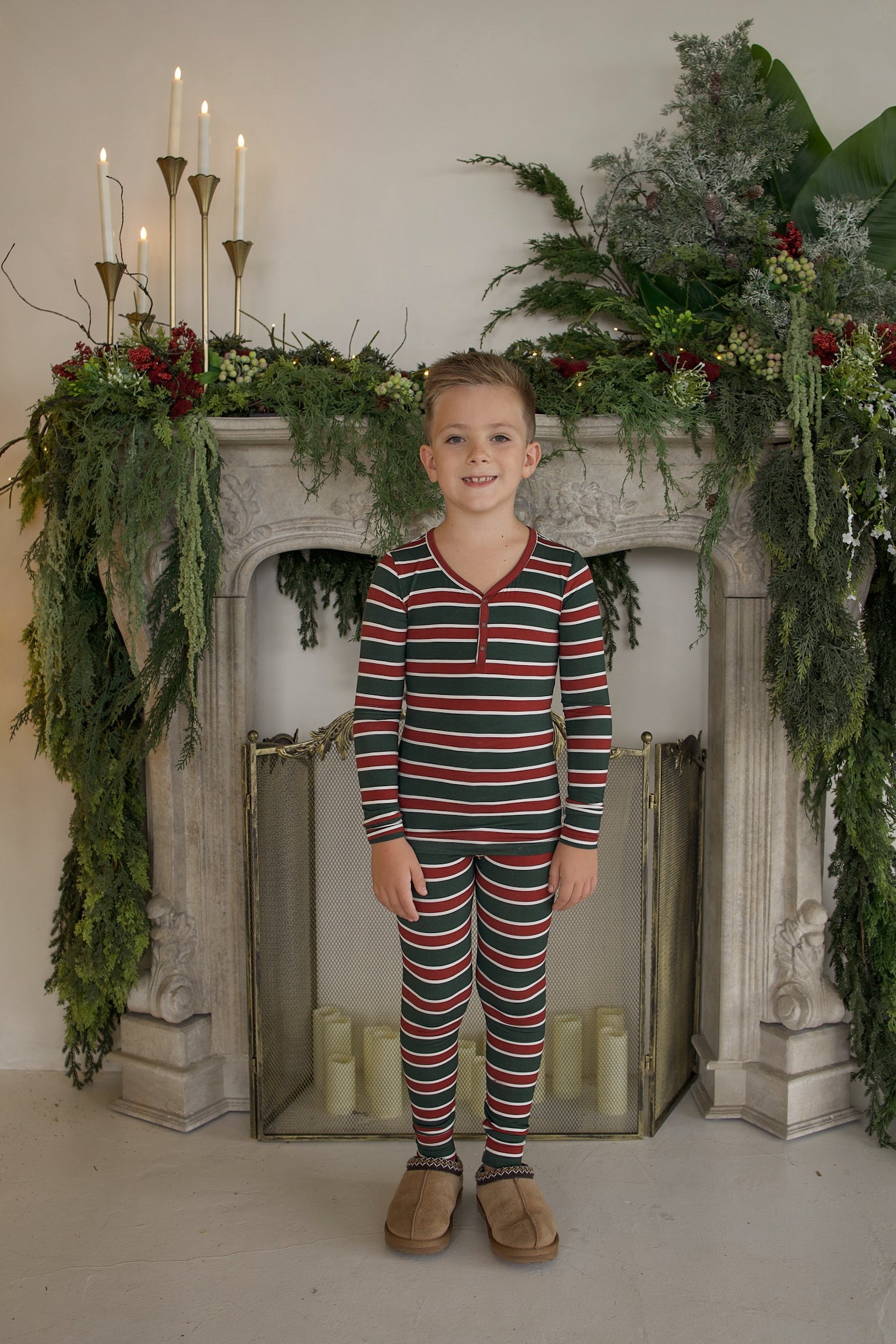 Bamboo Two Piece Pajamas | Holiday Stripe