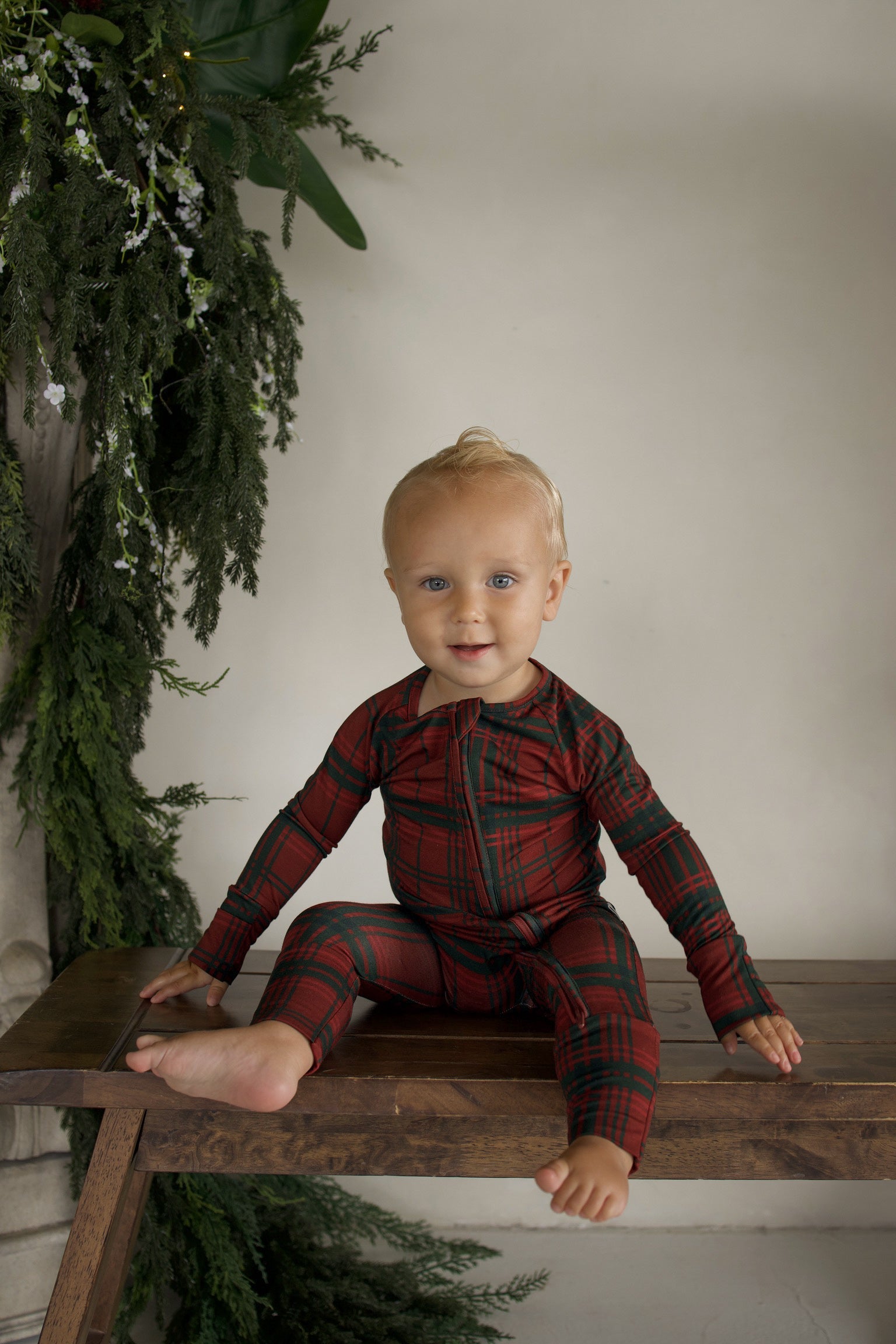 Bamboo Zip Pajamas | Christmas Plaid