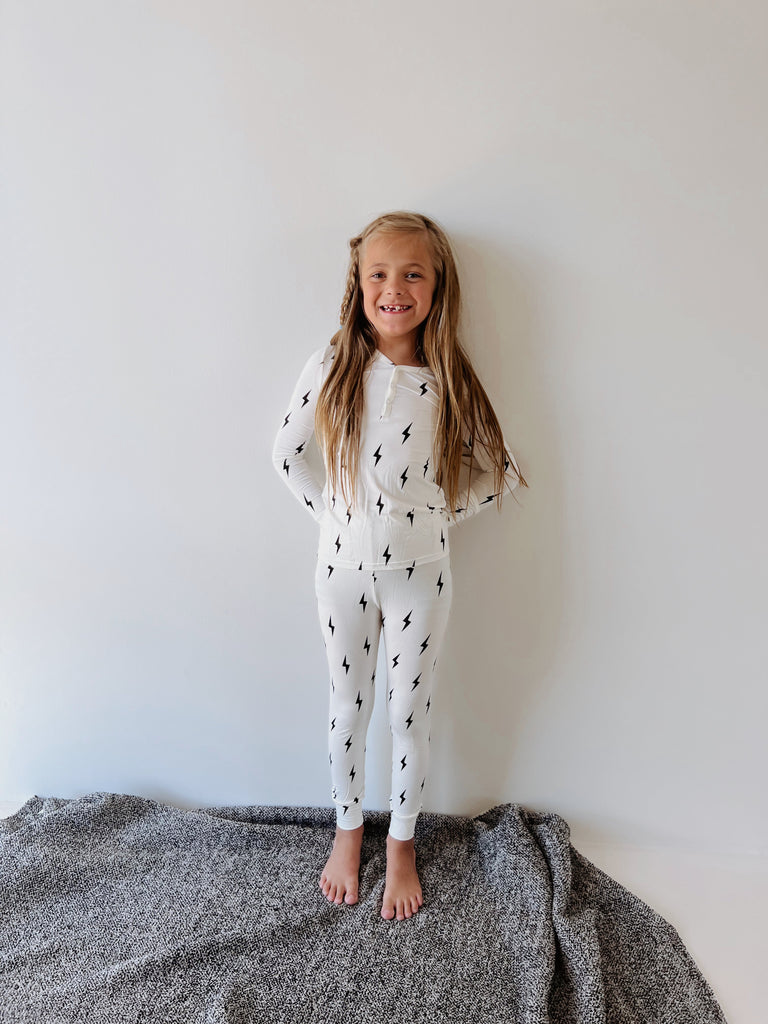 Black & White Lightning Bolt| Two Piece Bamboo Pajamas ff club