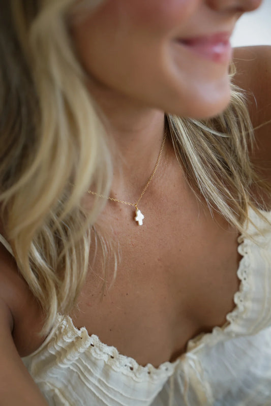 Beads by Kacey Chain + Pearl Cross Necklace