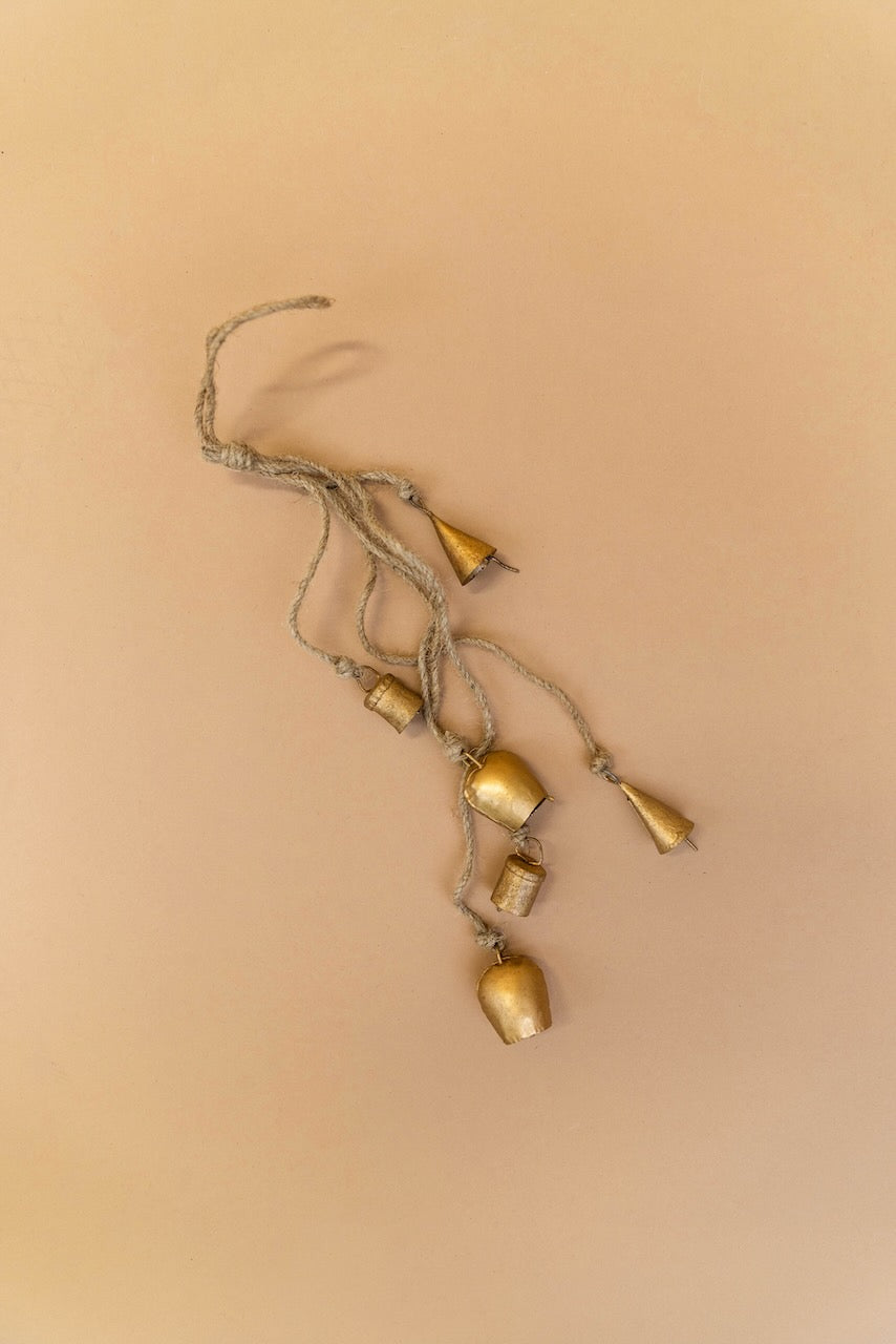 Jingle All the Way Antique Bell & Jute Rope Cluster