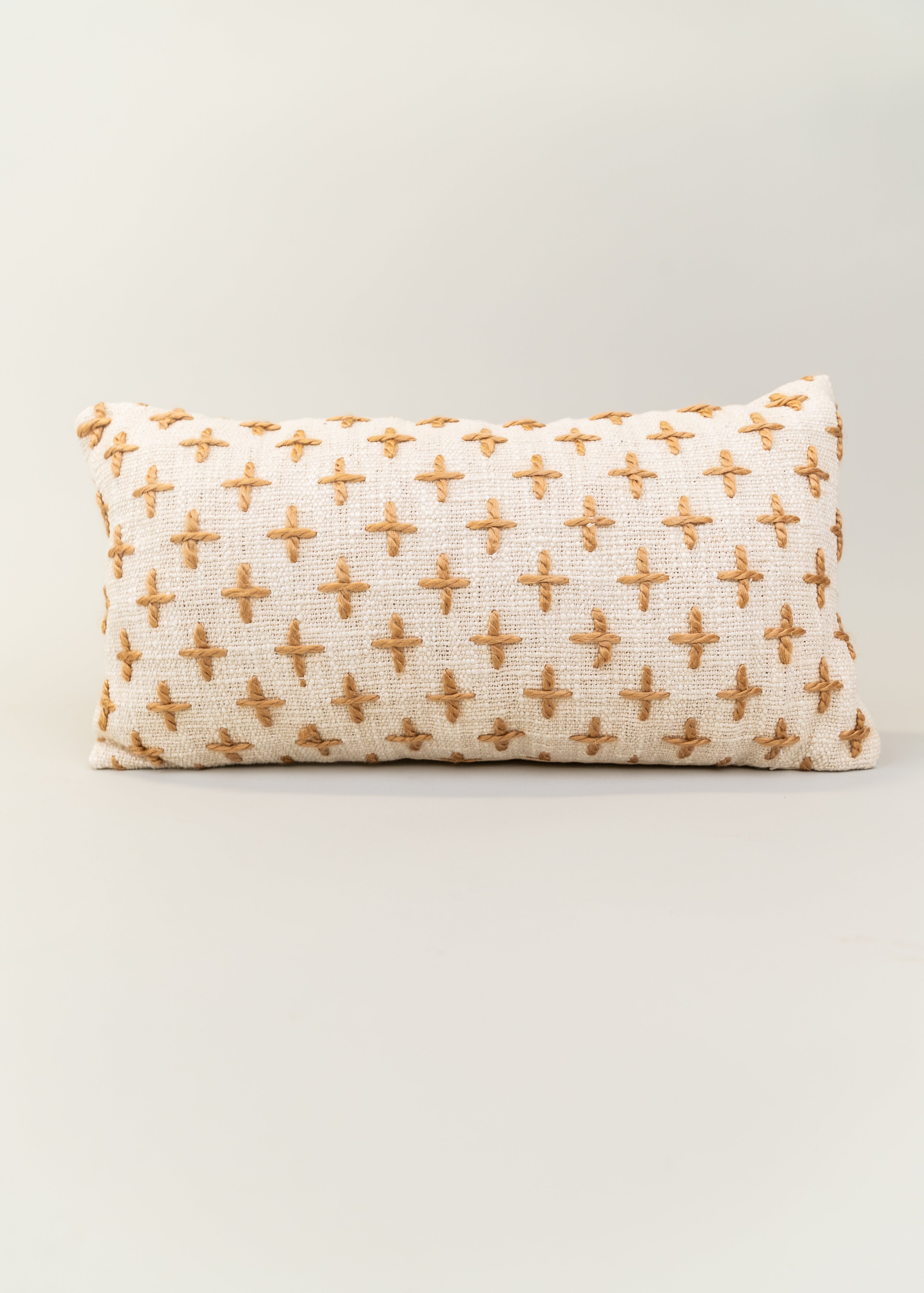 Sparrow Cross Embroidered Lumbar Pillow