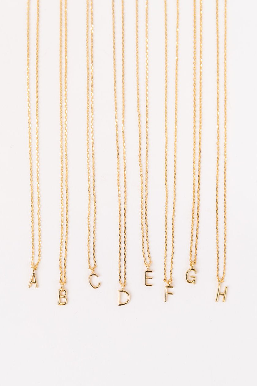 Gold Mini Letter Initial Necklace