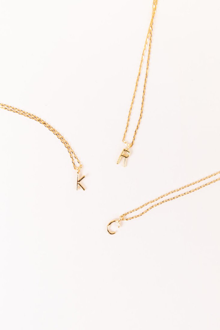 Gold Mini Letter Initial Necklace