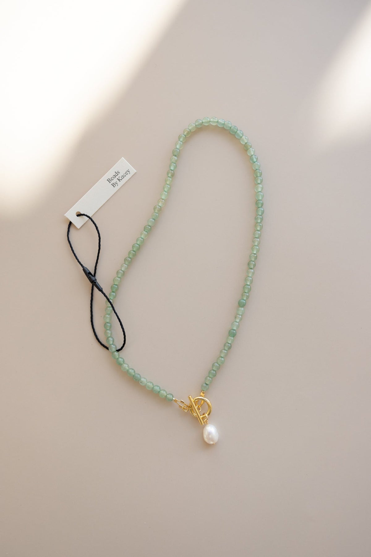 Green Aventurine Necklace + Pearl Pendant