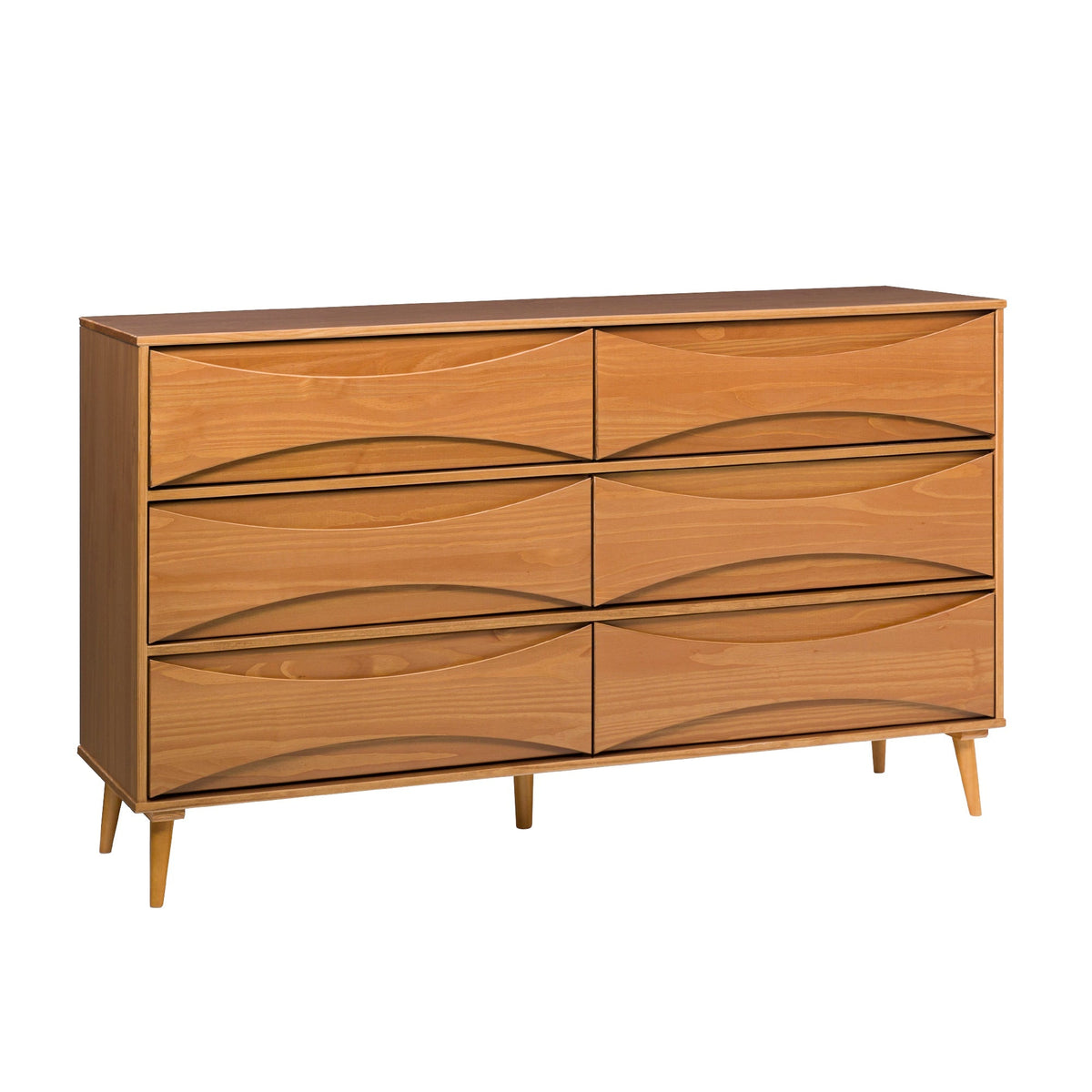 Atticus Solid Wood Mid-Century Modern Dresser, Caramel Atticus Solid Wood Mid-Century Modern Dresser, Caramel