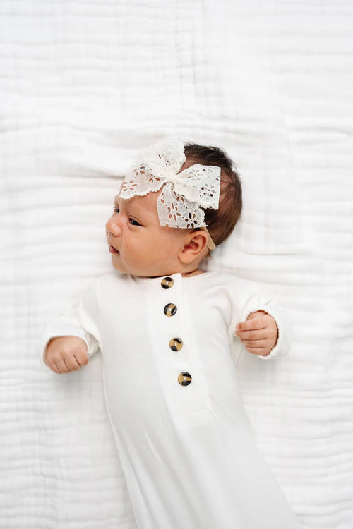 Ivory Daisy Lace Bow Headband