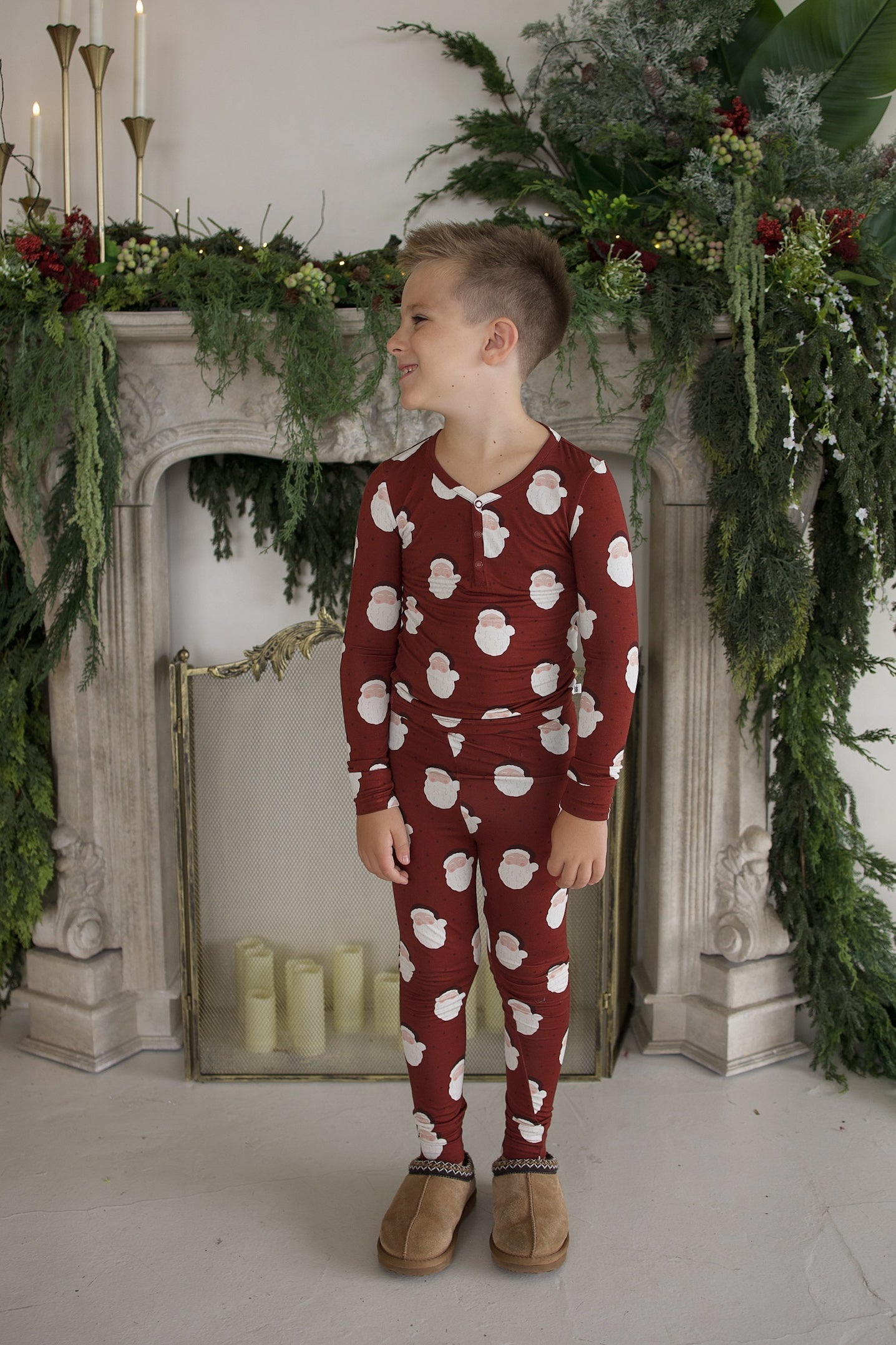 Bamboo Two Piece Pajamas | Vintage Santa
