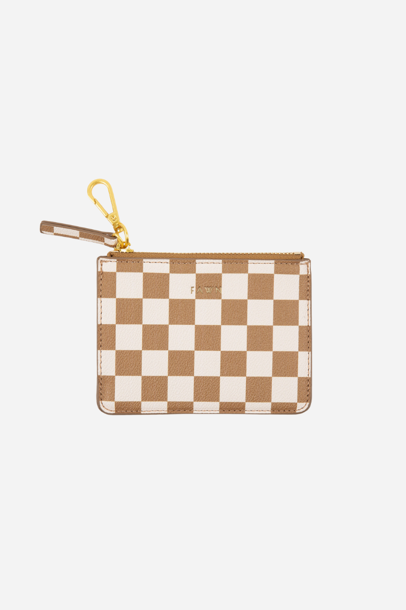 The Wallet Pouch - Tan/White Check