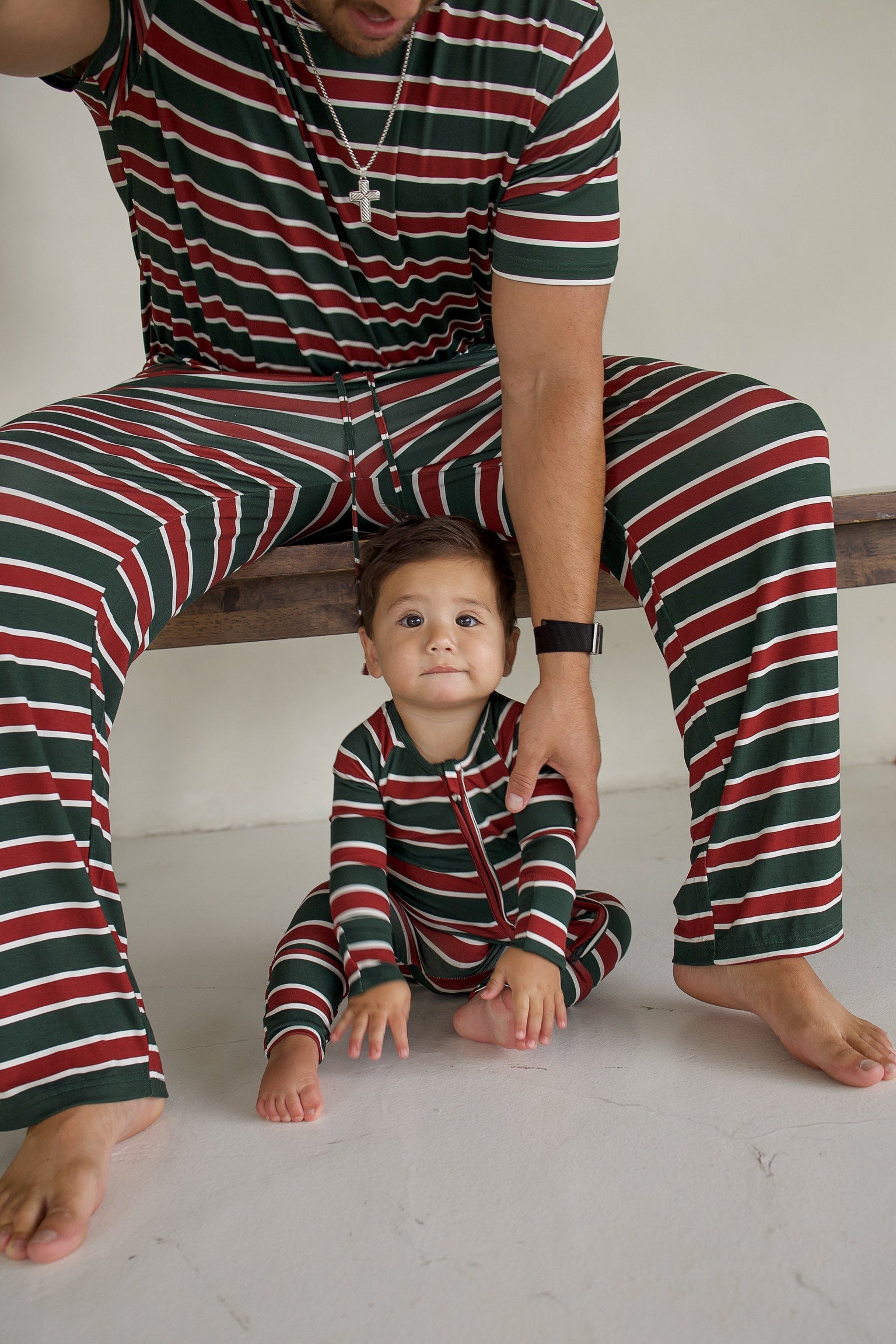Bamboo Zip Pajamas | Holiday Stripe