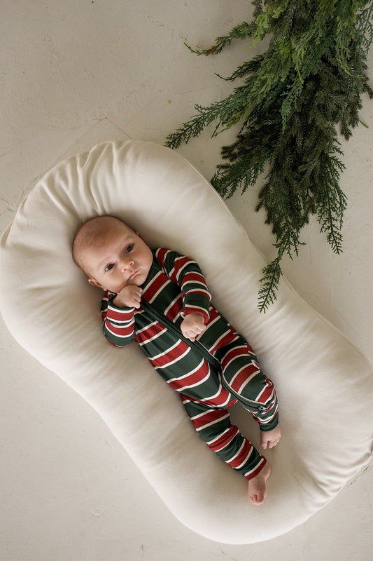 Bamboo Zip Pajamas | Holiday Stripe
