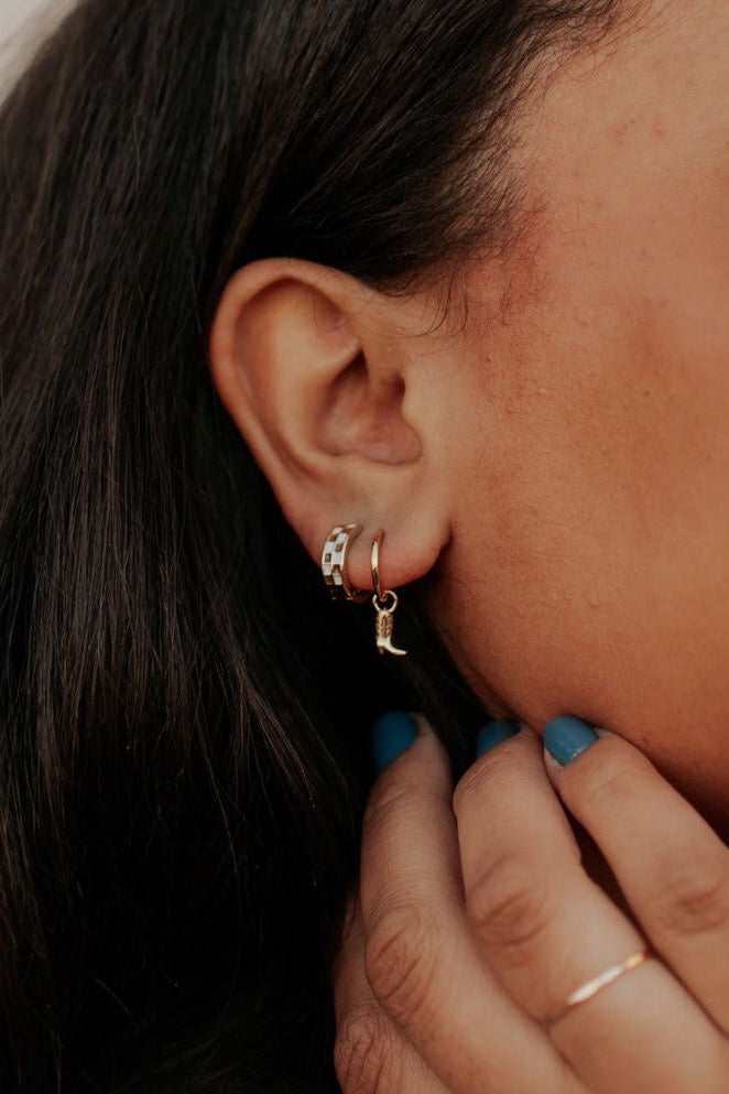 Brown & White Checkered Hoops