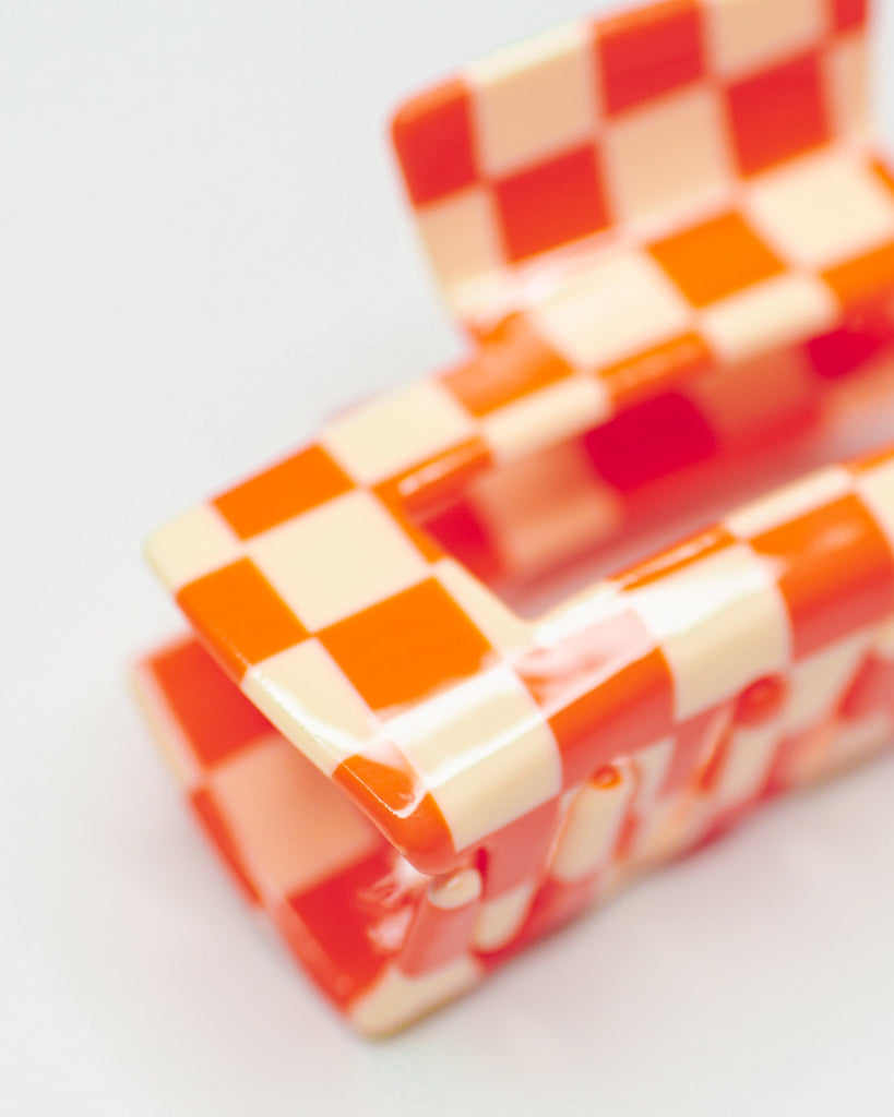 Checker Hair Claw Clip | Orange