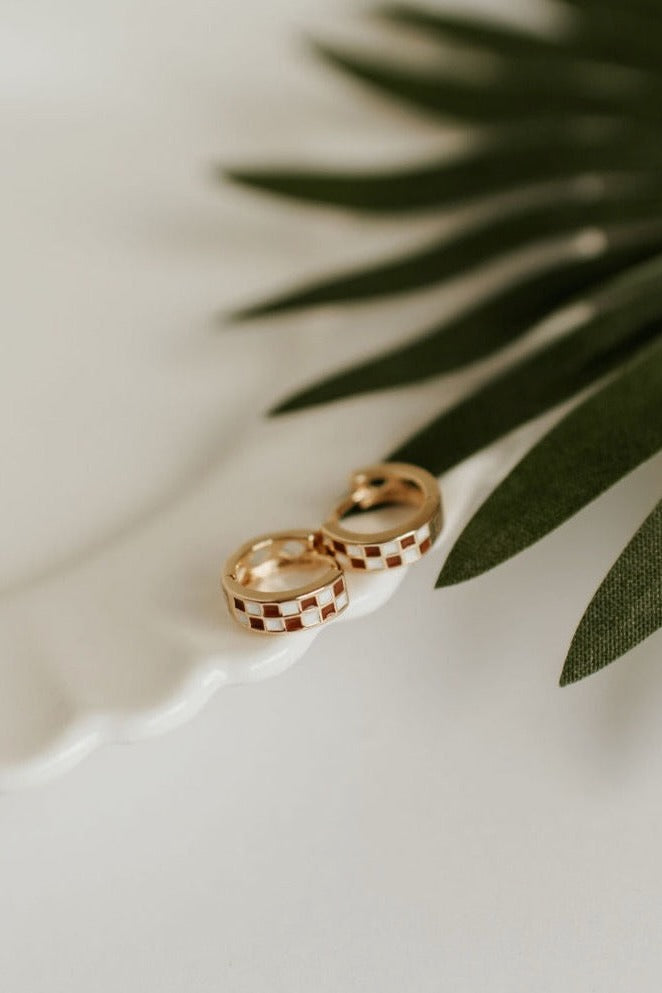 Brown & White Checkered Hoops