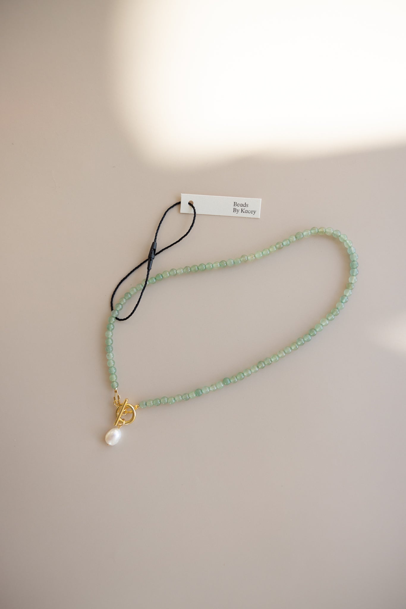 Green Aventurine Necklace + Pearl Pendant