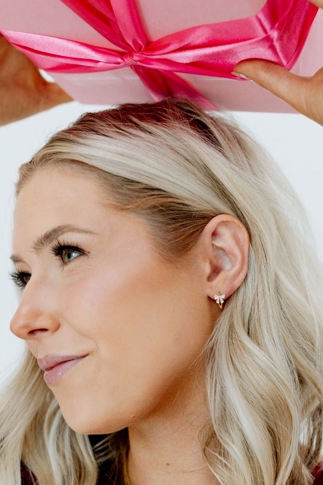 Lucy Diamond Bow Hoops