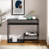 Fasi 42" Metal and Wood Entry Table with Tiered Shelves