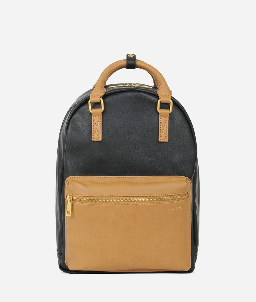 black and tan leather backpack The Diaper Pack