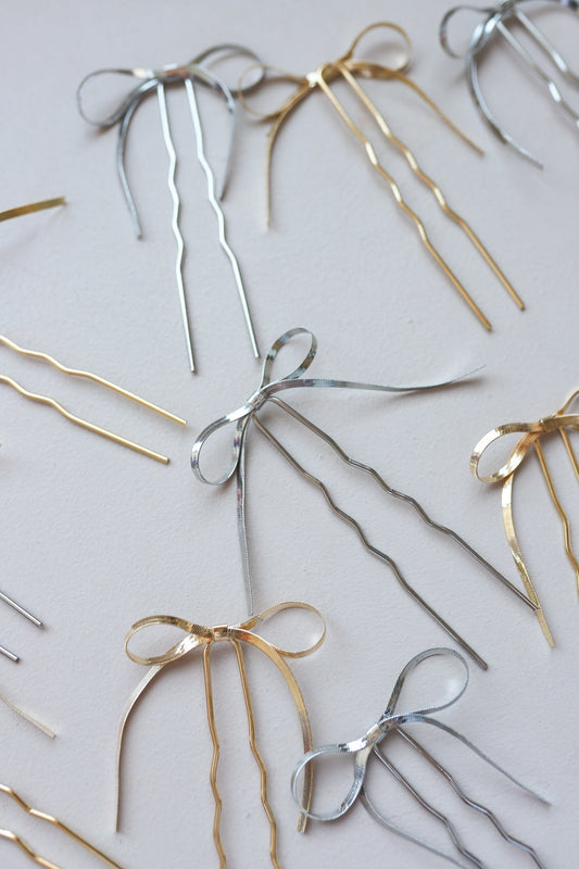 BOW PINS CLIP ( GOLD + SILVER )