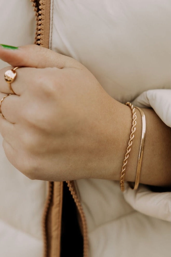 Jade Gold Filled Herringbone Bracelet