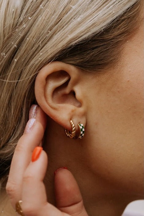 Green & White Checkered Hoops