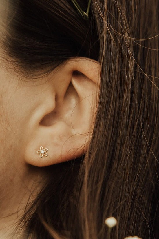 a close up of a woman's ear