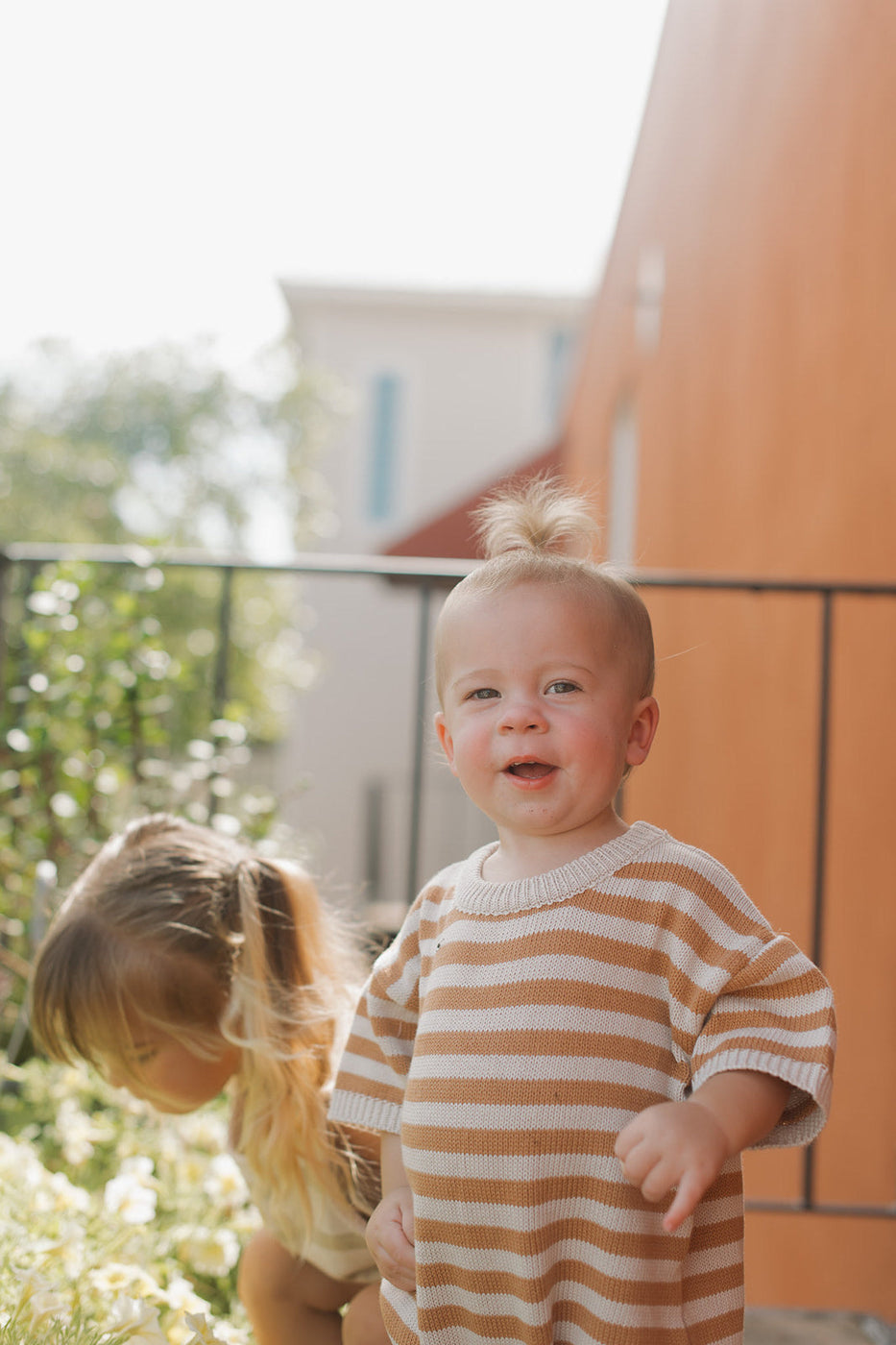 Colly Romper in Orange Stripes