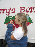 BLUE GINGHAM STRAWBERRY CHARM CLAW
