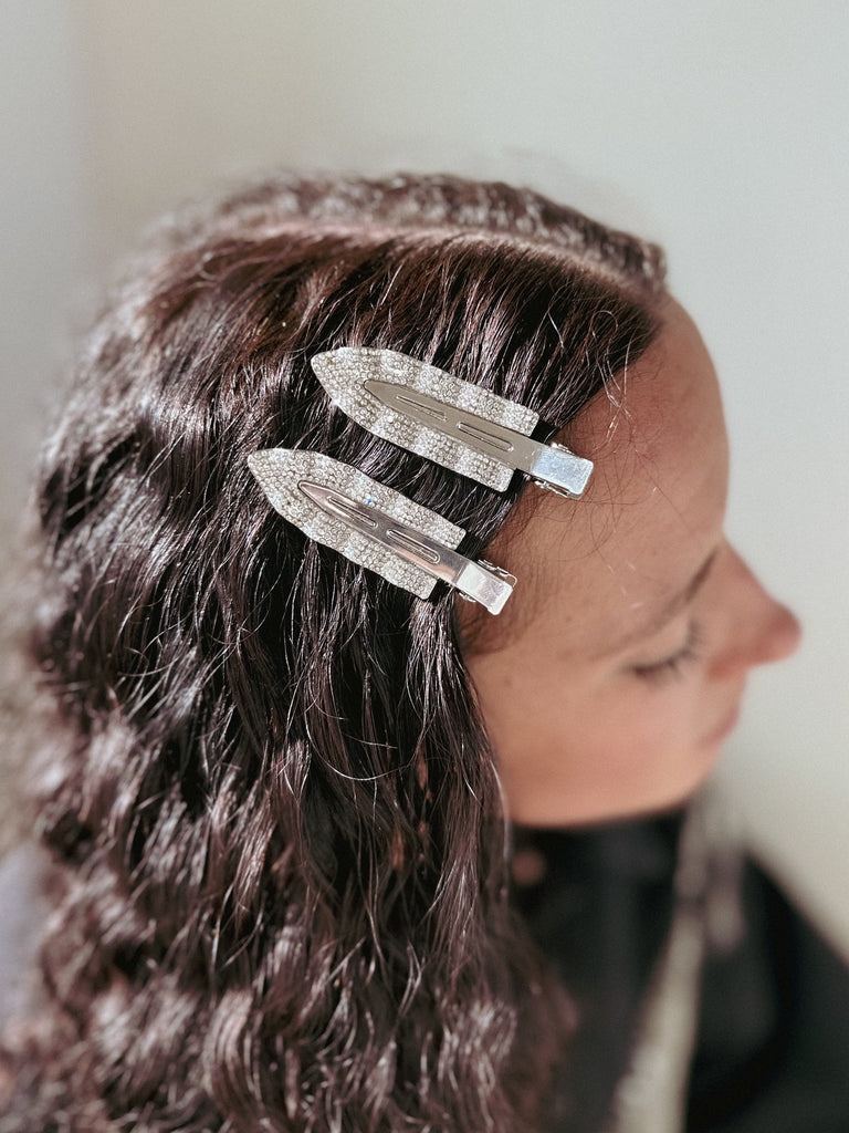 Gemstone Ruffle Hair Clips