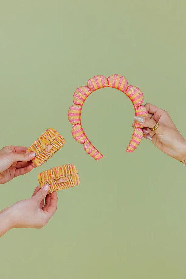 KAXI GRWM Headband + Wristband Set - Mustard Stripes