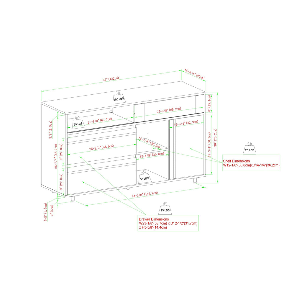 Beckett 52" Contemporary Storage Sideboard