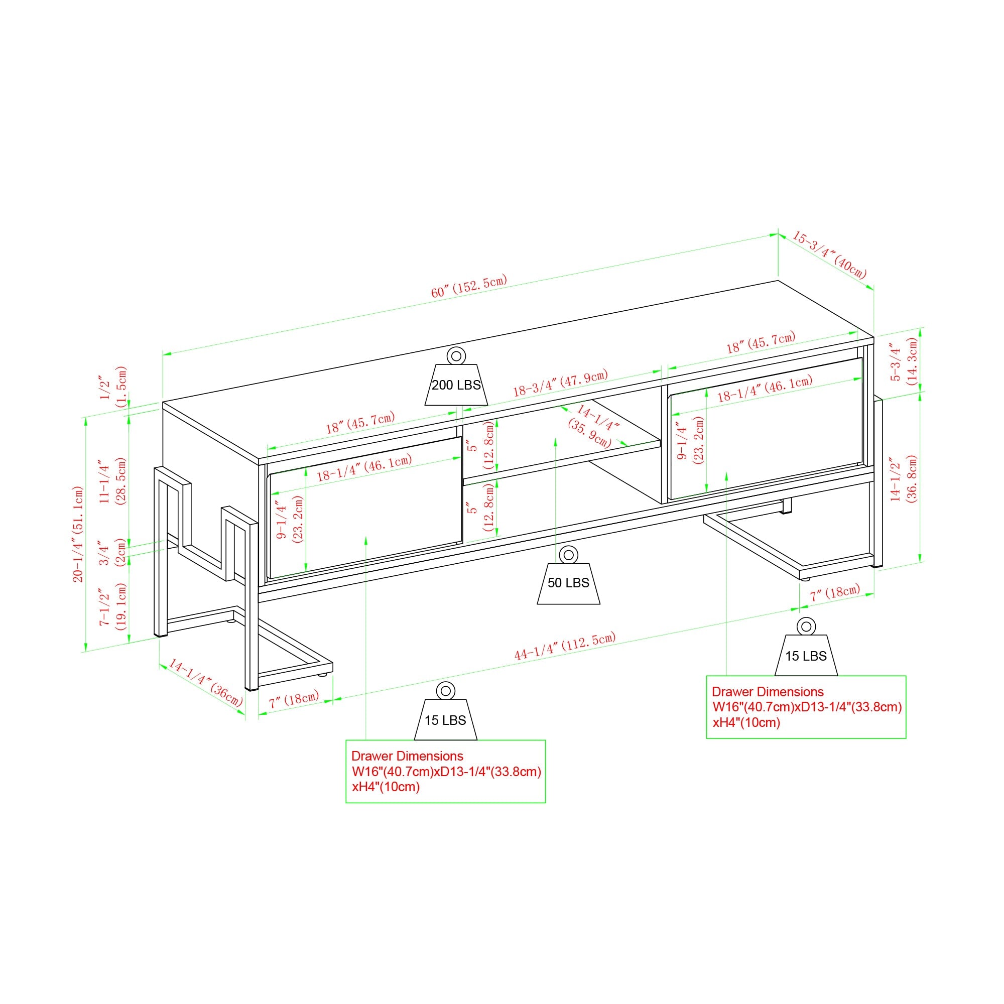 Betty Modern Glam 2-Drawer TV Stand