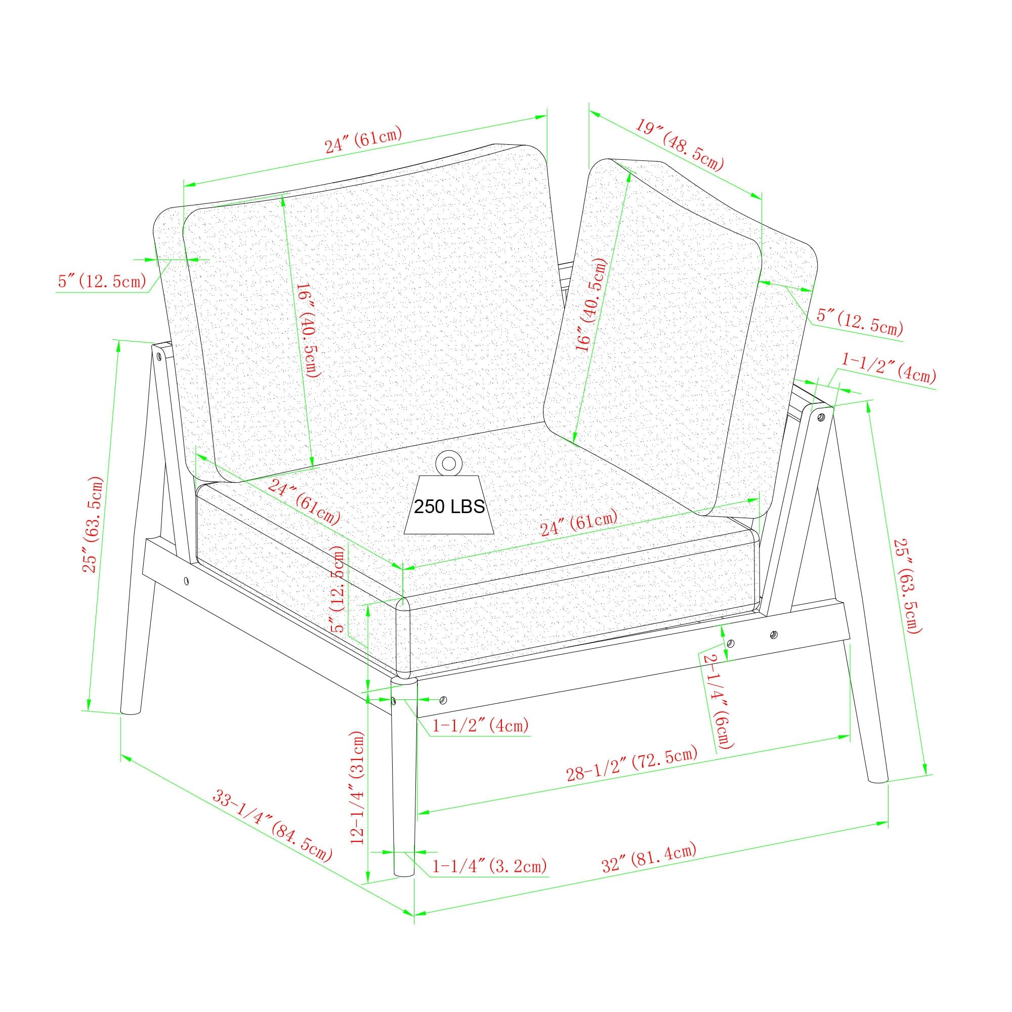 Circa Modern 6-Piece Spindle Solid Wood Outdoor Sectional and Coffee Table