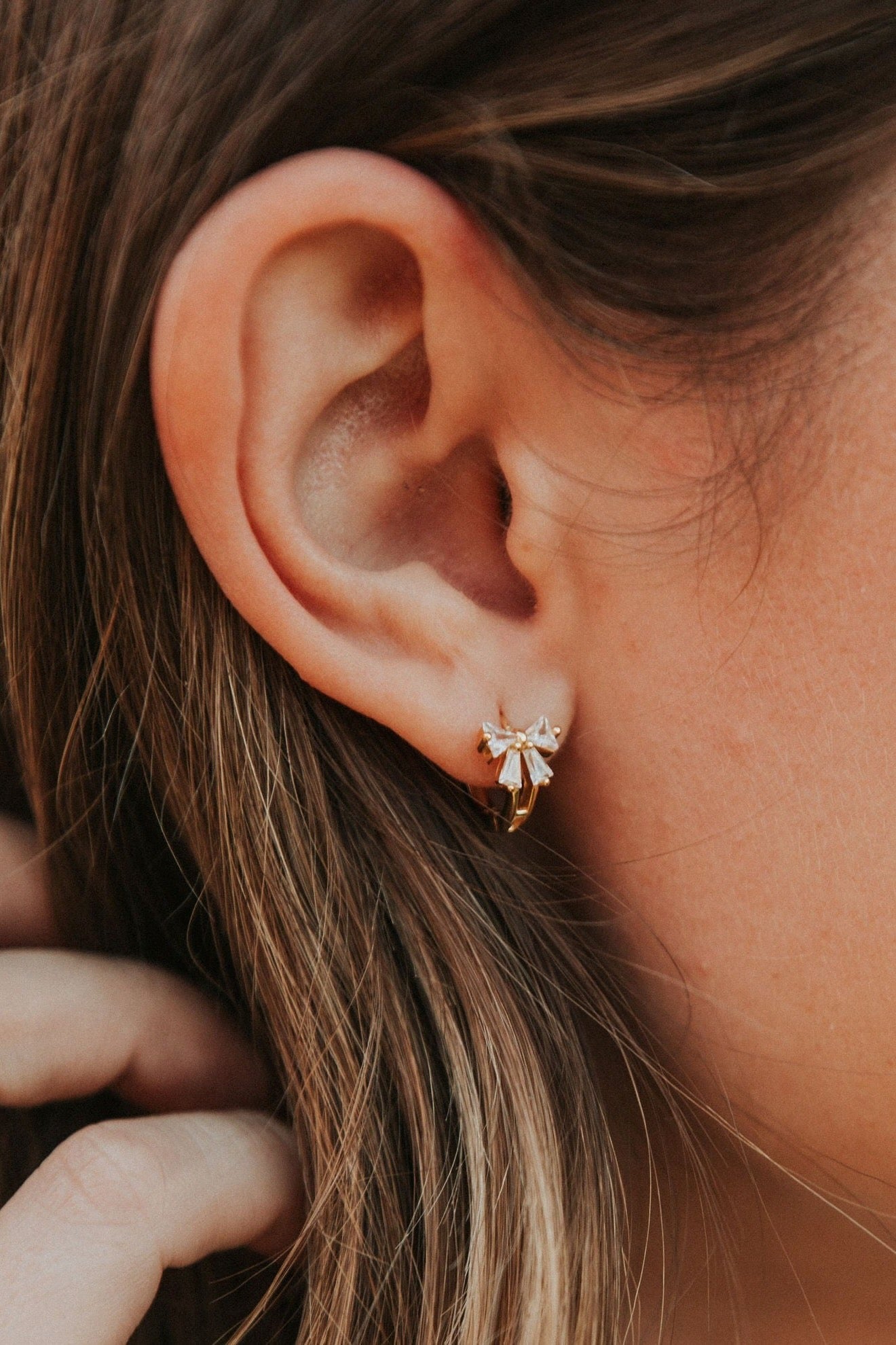 Lucy Diamond Bow Hoops