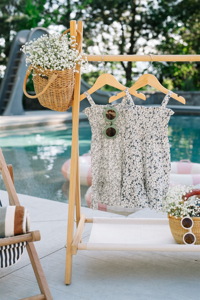 Blue Floral Linen Dress