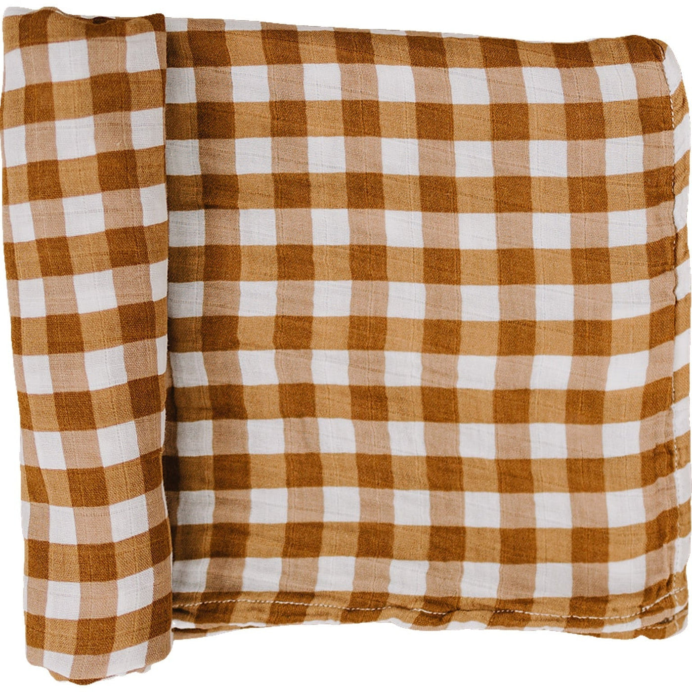 a brown and white plaid blanket