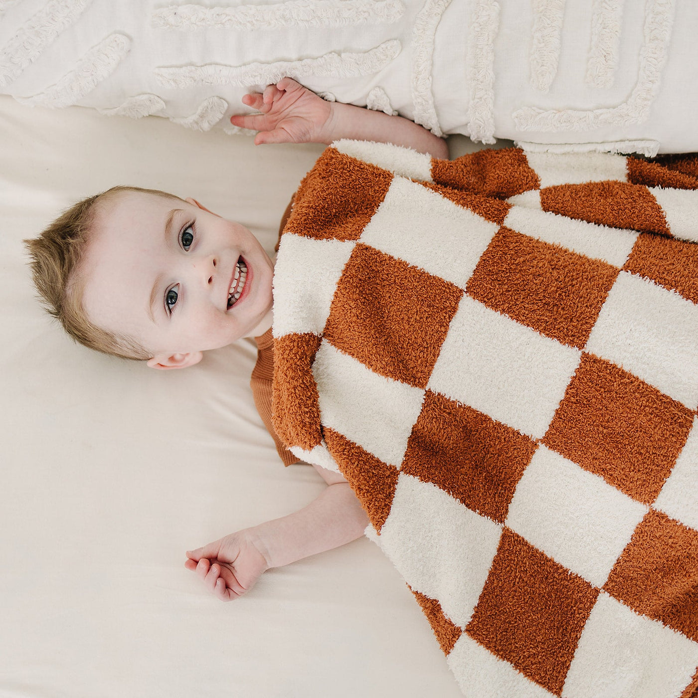 Throw Blanket Rust Baby Blanket Rust Checkered Plush Blanket – ROOLEE