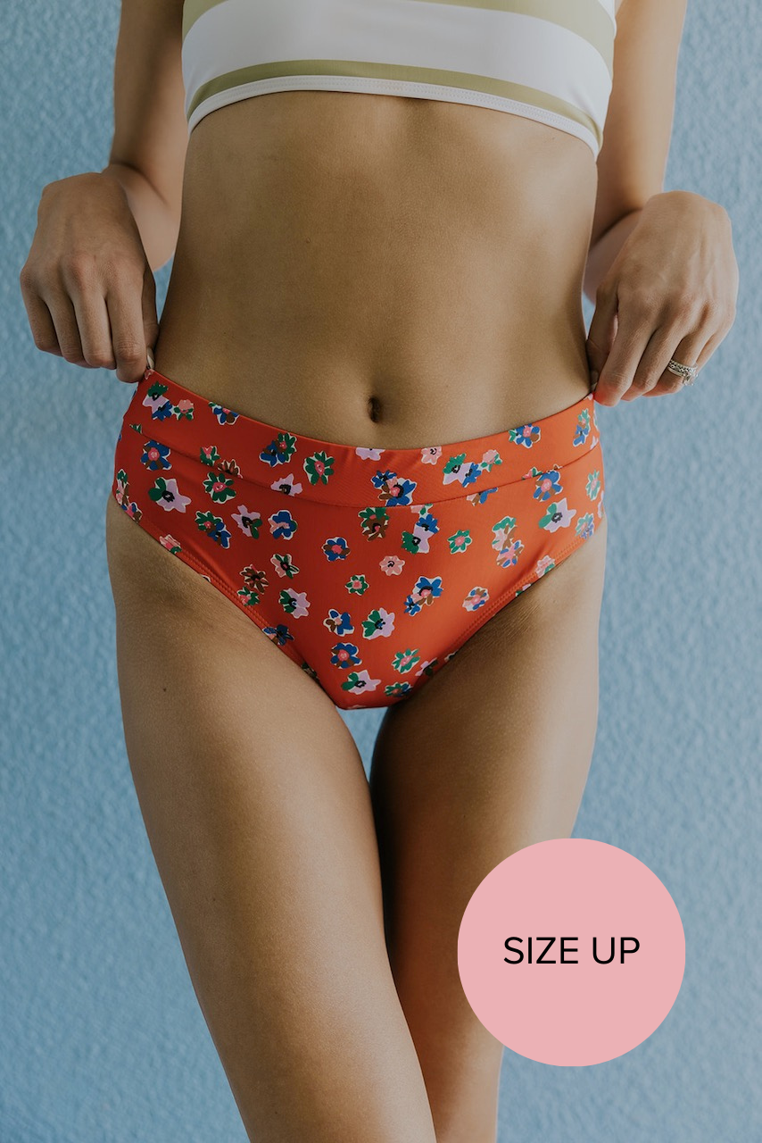 Covered In Sunshine Watercolor Floral Mid Rise Bikini Bottoms