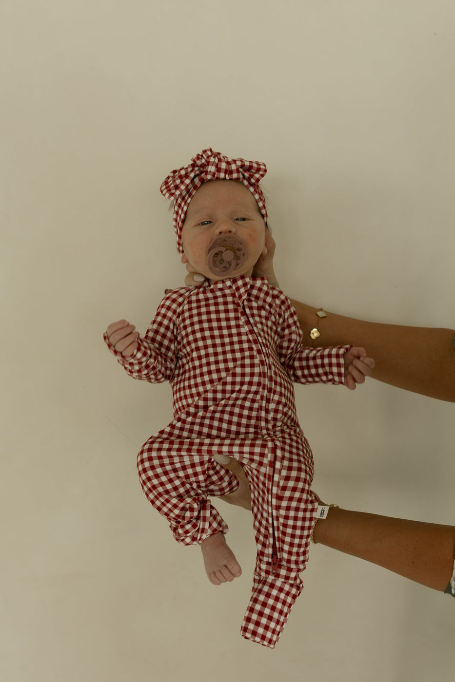 Bamboo Zip Pajamas | Red Gingham