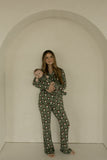 Bamboo Zip Pajamas | Santa Checkerboard