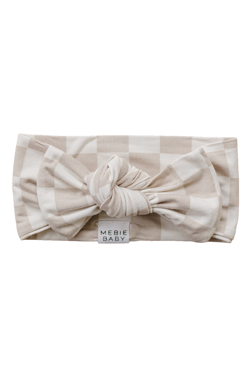 Taupe Checkered Bamboo Head Wrap