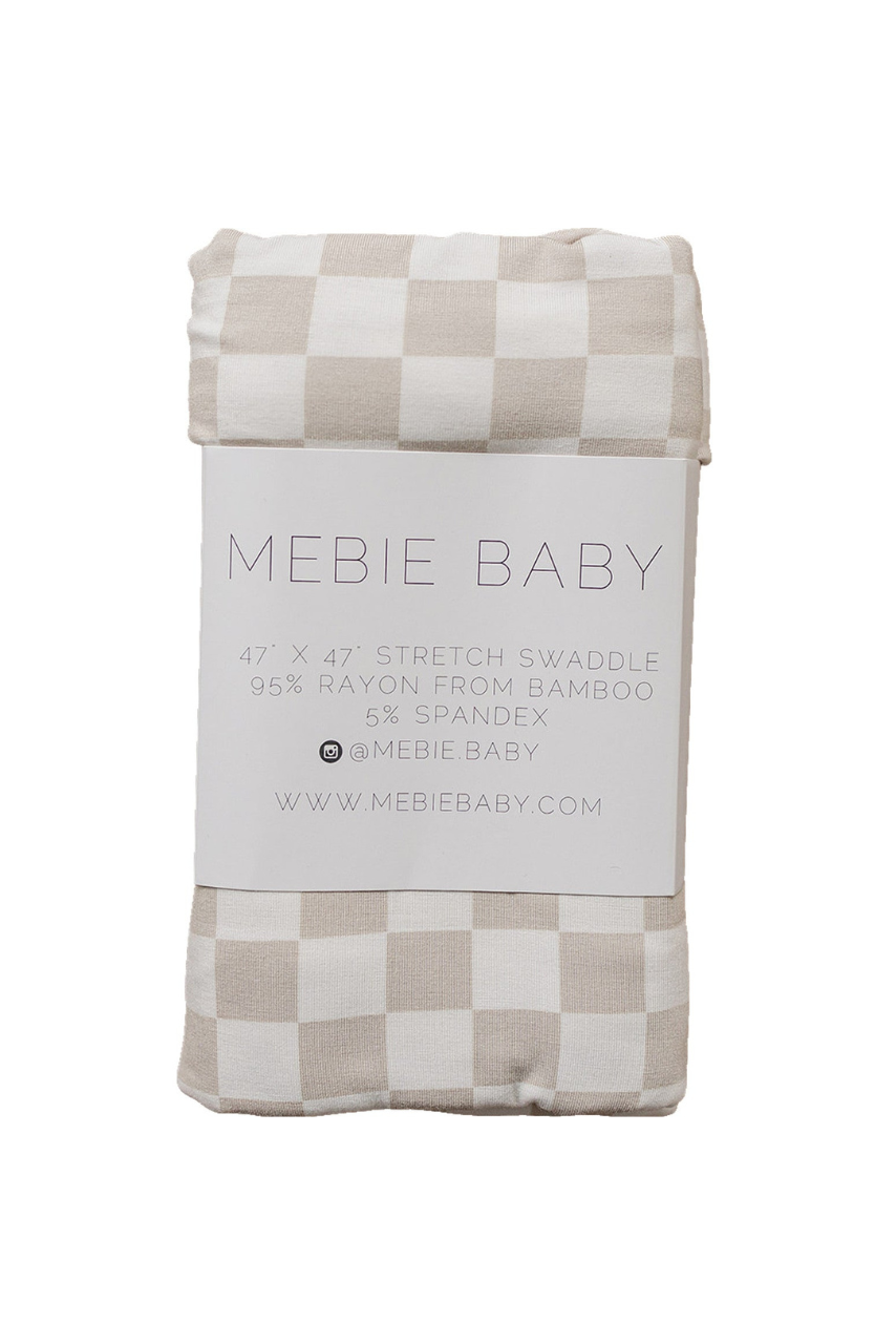 Taupe Checkered Bamboo Stretch Swaddle