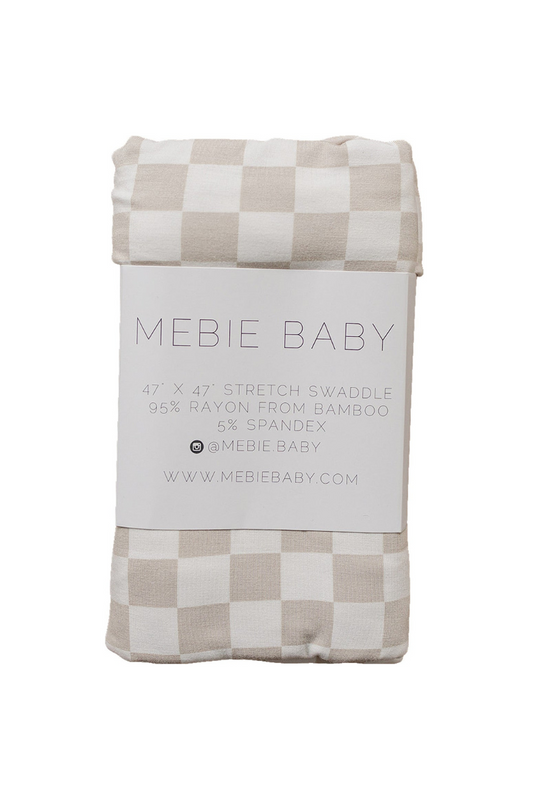 Taupe Checkered Bamboo Stretch Swaddle