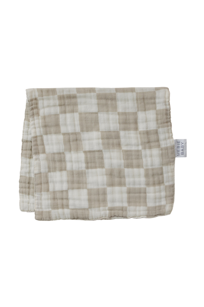 Taupe Checkered Muslin Burp Cloth