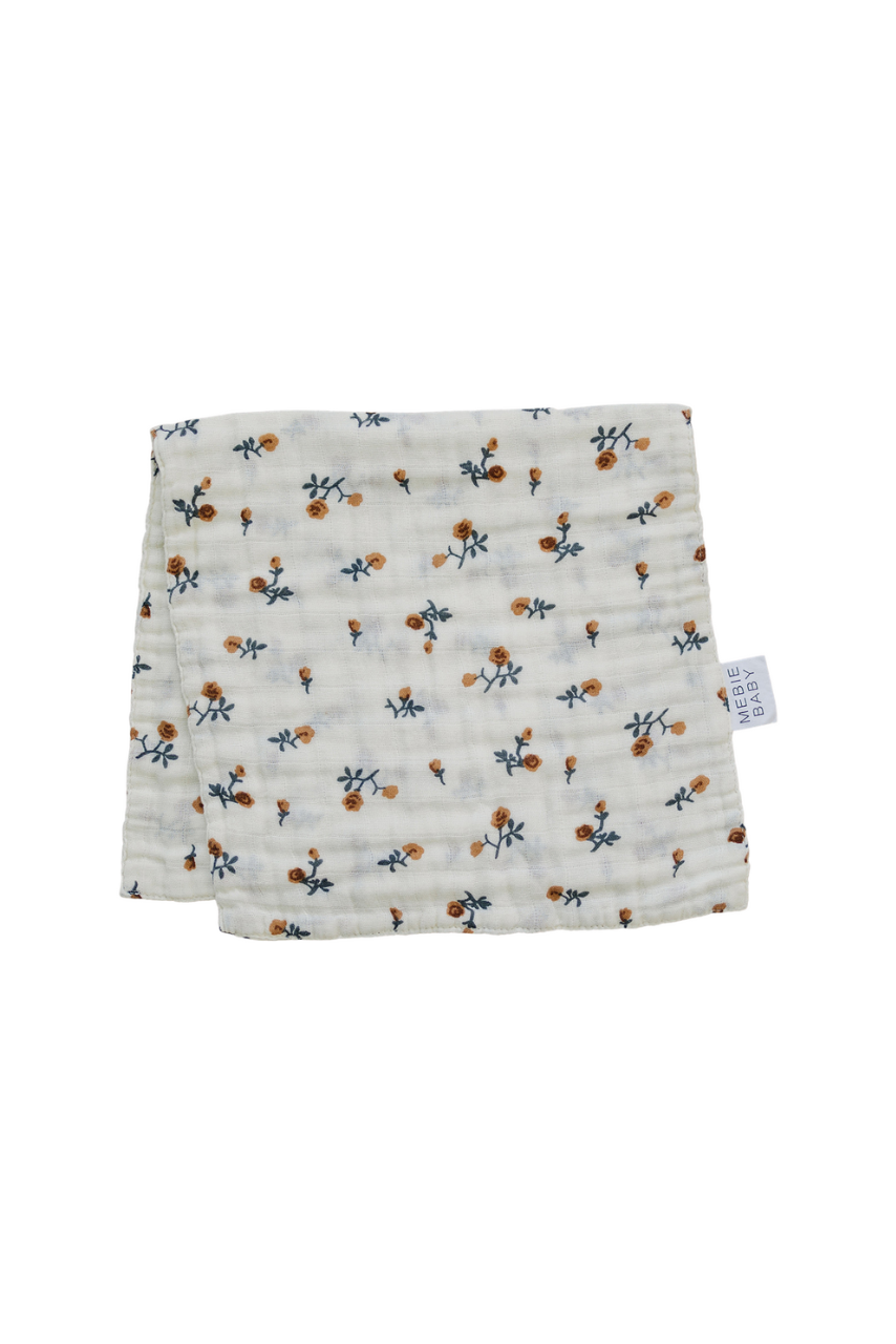 Cream Floral Muslin Burp Cloth