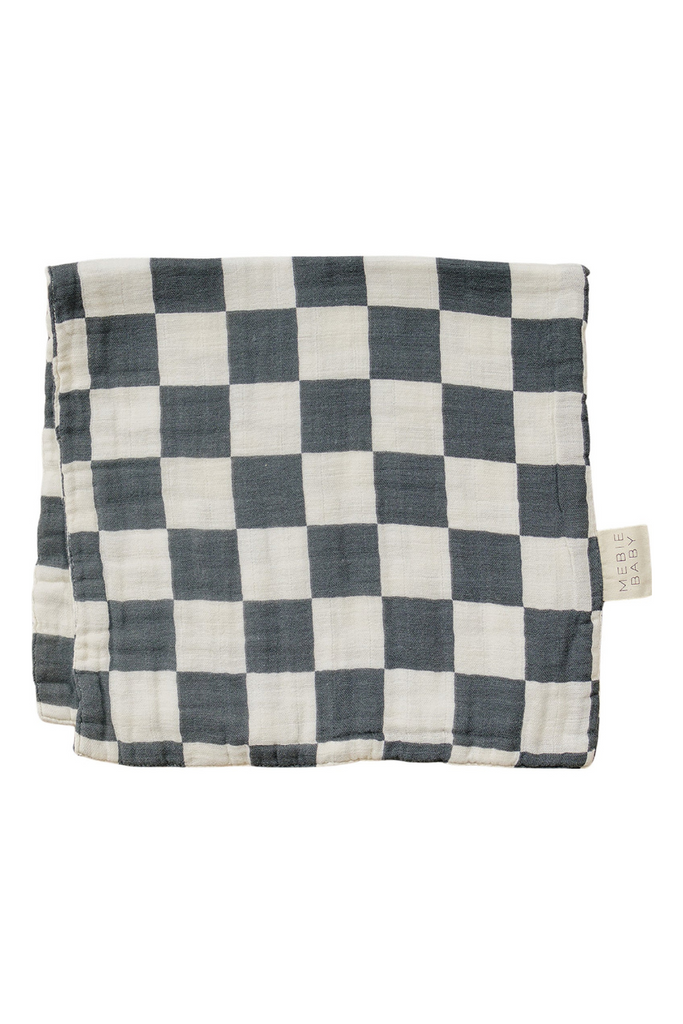Charcoal Checkered Muslin Burp Cloth