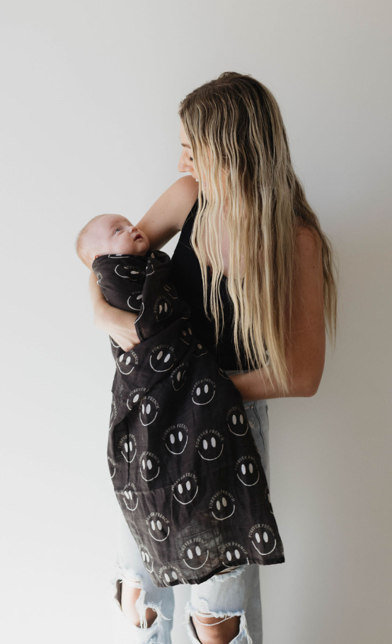 Muslin Swaddle | ff Smile Black