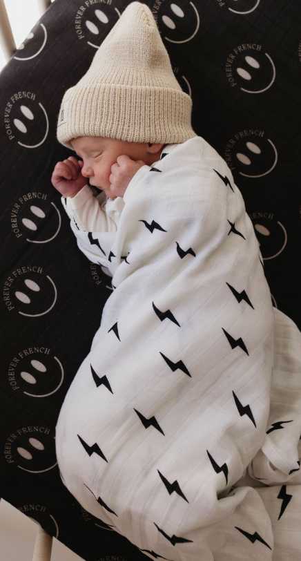 Muslin Swaddle | Black Lightning Bolt