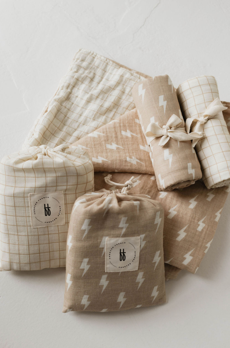 a group of fabric bags